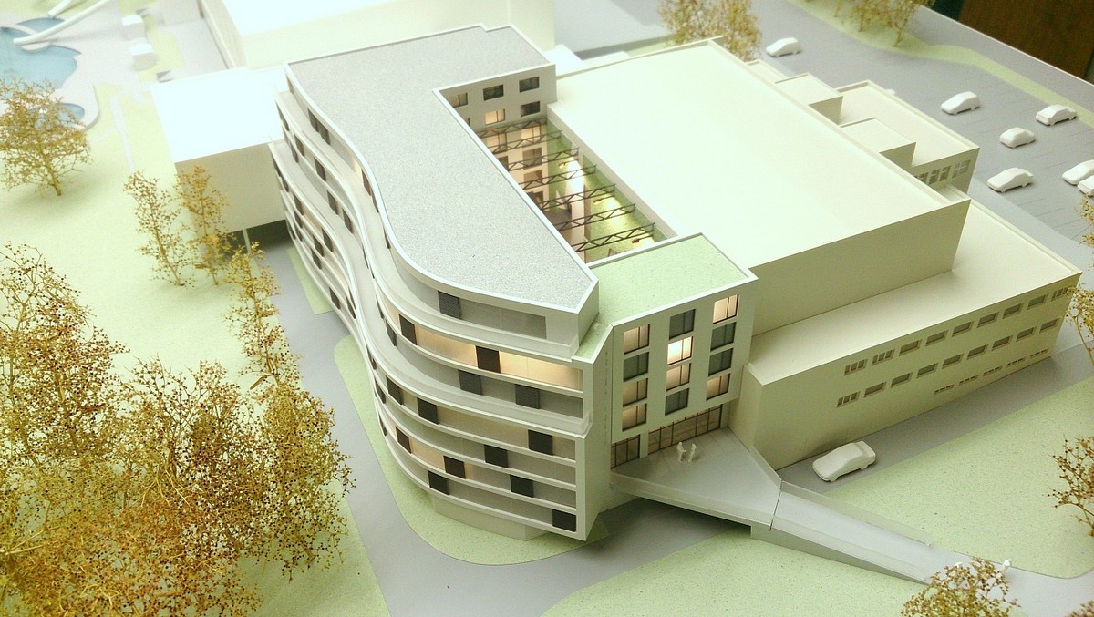 3D návrh kongresového hotelu Ideon Pardubice z horní části